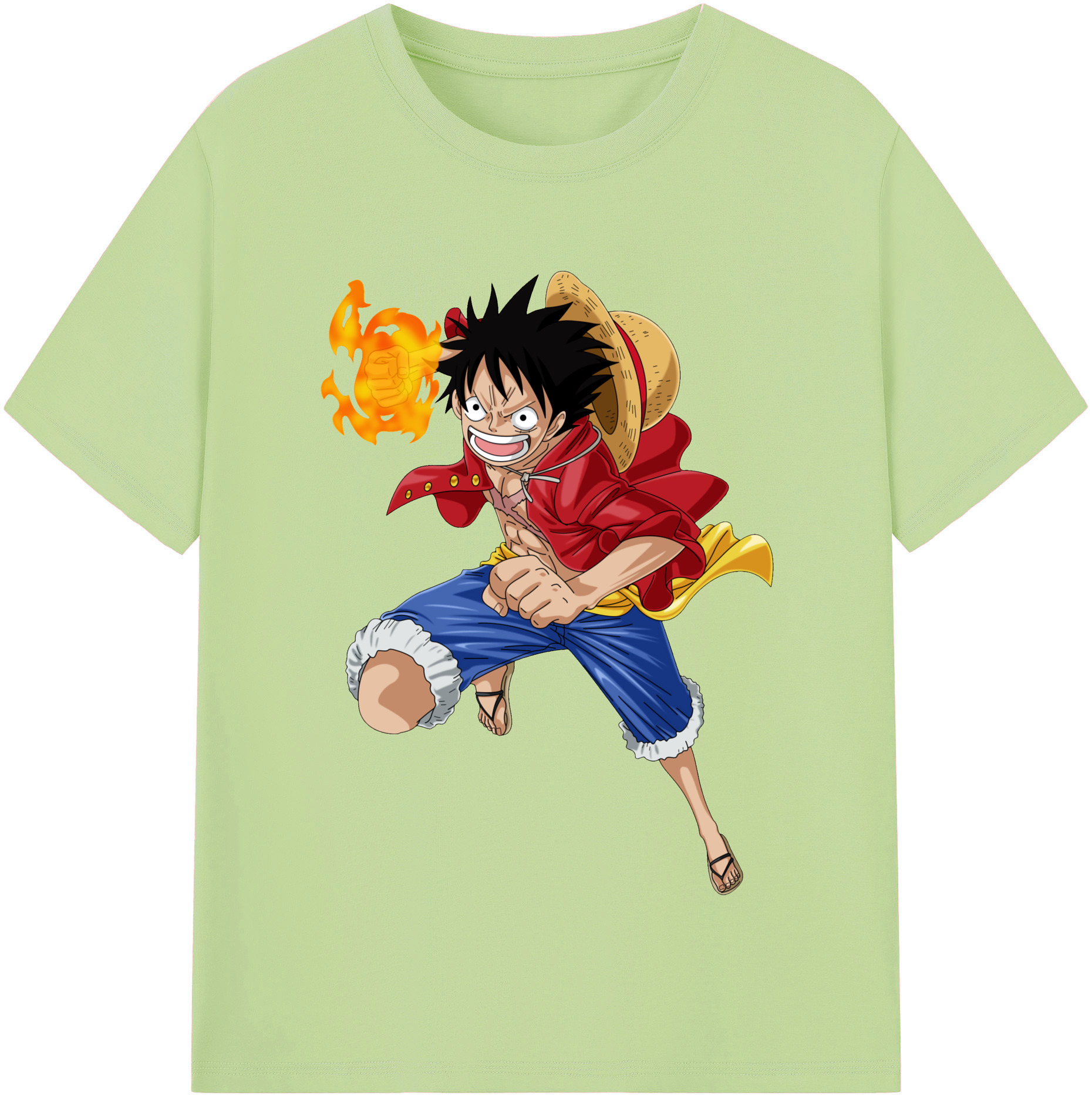 ワンピース モンキー・D・ルフィ ONE PIECE Monkey D. Luffy 綿100％半袖Tシャツ（フロントプリント）